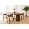 Image de Table à manger ronde extensible 110 à 210 cm PRADO placage chêne massif marron foncé BOBOCHIC