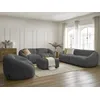 Image de Ensemble canapé droit fixe 3 + 2 places + fauteuil TINA tissu bouclette avec pouf gris foncé BOBOCHIC 7 places