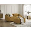 Image de Canapé droit fixe 2 places TINA velours côtelé avec pouf jaune BOBOCHIC