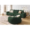 Image de Canapé droit fixe 4 places VOLTAIRE velours côtelé avec pouf vert BOBOCHIC