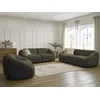Image de Ensemble canapé droit fixe 3 + 2 places + fauteuil TINA tissu bouclette vert BOBOCHIC 6 places