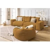 Image de Canapé droit fixe 4 places VOLTAIRE velours côtelé avec pouf jaune BOBOCHIC