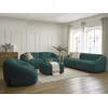 Image de Ensemble canapé droit fixe 3 + 2 places + fauteuil TINA tissu bouclette avec pouf bleu clair BOBOCHIC 7 places