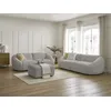 Image de Ensemble canapé droit fixe 3 + 2 places TINA tissu bouclette avec pouf gris clair BOBOCHIC 6 places