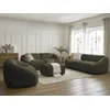 Image de Ensemble canapé droit fixe 3 + 2 places + fauteuil TINA tissu bouclette avec pouf vert BOBOCHIC 7 places