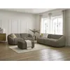 Image de Ensemble canapé droit fixe 3 + 2 places TINA tissu bouclette avec pouf taupe BOBOCHIC 6 places