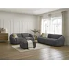 Image de Ensemble canapé droit fixe 3 + 2 places TINA velours côtelé avec pouf gris foncé BOBOCHIC 6 places