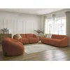 Image de Ensemble canapé droit fixe 3 + 2 places + fauteuil TINA tissu bouclette orange BOBOCHIC 6 places