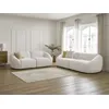 Image de Ensemble canapé droit fixe 3 + 2 places TINA tissu bouclette blanc BOBOCHIC 5 places