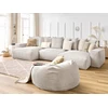 Image de Canapé panoramique fixe VOLTAIRE velours côtelé avec pouf beige panoramique BOBOCHIC 7 places