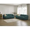 Image de Ensemble canapé droit fixe 3 + 2 places TINA tissu bouclette bleu clair BOBOCHIC 5 places