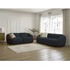 Image de Ensemble canapé droit fixe 3 + 2 places TINA tissu bouclette bleu foncé BOBOCHIC 5 places