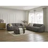 Image de Ensemble canapé droit fixe 3 + 2 places TINA velours côtelé avec pouf taupe BOBOCHIC 6 places