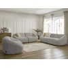 Image de Ensemble canapé droit fixe 3 + 2 places + fauteuil TINA tissu bouclette gris clair BOBOCHIC 6 places