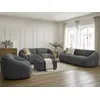 Image de Ensemble canapé droit fixe 3 + 2 places + fauteuil TINA velours côtelé avec pouf gris foncé BOBOCHIC 7 places