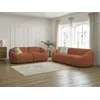 Image de Ensemble canapé droit fixe 3 + 2 places TINA tissu bouclette orange BOBOCHIC 5 places
