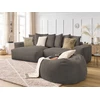Image de Canapé d'angle réversible VOLTAIRE velours côtelé avec pouf taupe BOBOCHIC 5 places