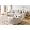 Image de Canapé droit fixe 4 places VOLTAIRE velours côtelé avec pouf beige BOBOCHIC