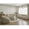 Image de Ensemble canapé droit fixe 3 + 2 places + fauteuil TINA tissu bouclette avec pouf beige BOBOCHIC 7 places