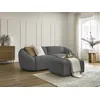 Image de Canapé droit fixe 3 places TINA tissu bouclette avec pouf gris foncé BOBOCHIC