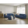 Image de Ensemble canapé droit fixe 3 + 2 places + fauteuil TINA velours côtelé avec pouf bleu foncé BOBOCHIC 7 places