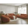 Image de Ensemble canapé droit fixe 3 + 2 places + fauteuil TINA tissu bouclette avec pouf orange BOBOCHIC 7 places