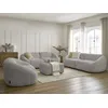 Image de Ensemble canapé droit fixe 3 + 2 places + fauteuil TINA tissu bouclette avec pouf gris clair BOBOCHIC 7 places