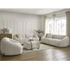 Image de Ensemble canapé droit fixe 3 + 2 places + fauteuil TINA velours côtelé avec pouf beige BOBOCHIC 7 places