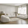 Image de Ensemble canapé droit fixe 3 + 2 places + fauteuil TINA tissu bouclette blanc BOBOCHIC 6 places