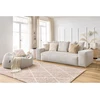 Image de Canapé droit fixe 3 places VOLTAIRE velours côtelé avec pouf beige BOBOCHIC