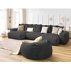 Image de Canapé panoramique fixe VOLTAIRE velours côtelé avec pouf gris foncé panoramique BOBOCHIC 7 places