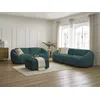Image de Ensemble canapé droit fixe 3 + 2 places TINA tissu bouclette avec pouf bleu clair BOBOCHIC 6 places