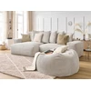 Image de Canapé d'angle réversible VOLTAIRE velours côtelé avec pouf beige BOBOCHIC 5 places