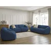 Image de Ensemble canapé droit fixe 3 + 2 places + fauteuil TINA velours côtelé bleu foncé BOBOCHIC 6 places