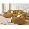 Image de Canapé d'angle réversible VOLTAIRE velours côtelé avec pouf jaune BOBOCHIC 5 places