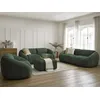 Image de Ensemble canapé droit fixe 3 + 2 places + fauteuil TINA velours côtelé avec pouf vert BOBOCHIC 7 places
