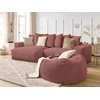 Image de Canapé d'angle réversible VOLTAIRE velours côtelé avec pouf rose BOBOCHIC 5 places