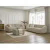 Image de Ensemble canapé droit fixe 3 + 2 places TINA tissu bouclette avec pouf beige BOBOCHIC 6 places