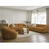 Image de Ensemble canapé droit fixe 3 + 2 places + fauteuil TINA tissu bouclette avec pouf jaune BOBOCHIC 7 places