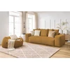Image de Canapé droit fixe 3 places VOLTAIRE velours côtelé avec pouf rose BOBOCHIC