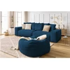 Image de Canapé droit fixe 4 places VOLTAIRE velours côtelé avec pouf bleu foncé BOBOCHIC