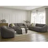 Image de Ensemble canapé droit fixe 3 + 2 places + fauteuil TINA velours côtelé avec pouf taupe BOBOCHIC 7 places