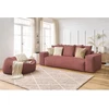 Image de Canapé droit fixe 3 places VOLTAIRE velours côtelé avec pouf jaune BOBOCHIC
