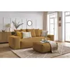 Image de Canapé droit convertible coffre VOLTAIRE avec pouf jaune BOBOCHIC 4 places
