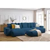 Image de Canapé panoramique convertible coffre VOLTAIRE avec pouf bleu foncé panoramique BOBOCHIC 7 places