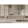 Image de Table basse 2 tiroirs 100 cm MATHILDE plateau effet marbre et pieds or beige BOBOCHIC