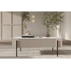 Image de Table basse 2 tiroirs 100 cm MATHILDE plateau effet marbre et pieds noirs beige BOBOCHIC