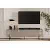 Image de Meuble TV 2 portes 2 tiroirs 200 cm MATHILDE plateau effet marbre et pieds noirs beige BOBOCHIC