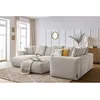 Image de Canapé panoramique fixe modulable VOLTAIRE avec 1 méridienne, 1 angle, 2 chauffeuses et 1 pouf beige angle gauche BOBOCHIC 6 places