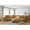 Image de Canapé d'angle fixe modulable VOLTAIRE avec 2 chauffeuses 2 places, 1 angle, 1 chauffeuse 1 place et 1 pouf jaune angle gauche BOBOCHIC 7 places